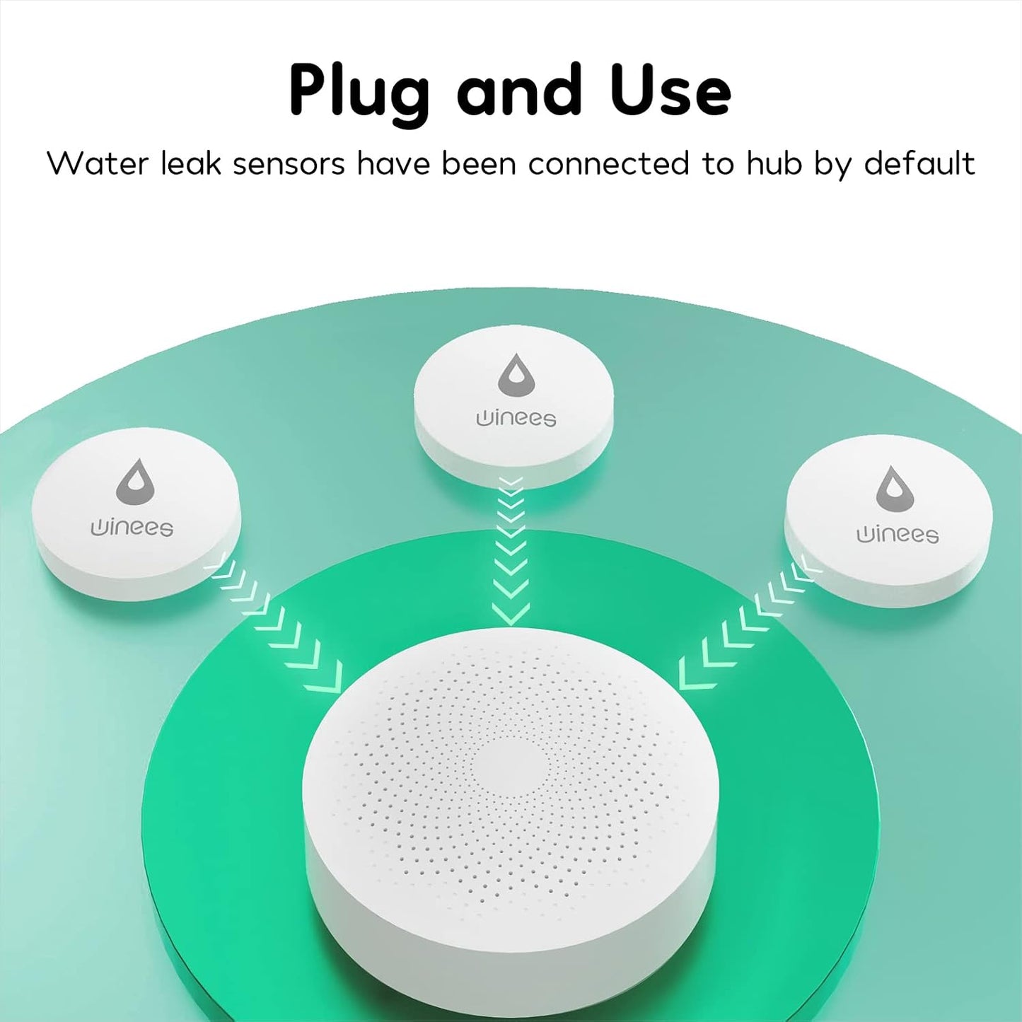 Winees WiFi Water Leak Detector, 3 + 6 Pack Water Sensors with 100dB Adjustable Alarm, Leak Alert Email&SMS Notification, 100M Transmission for Basement, Bathroom, Laundry, IFTTT, 2.4G WiFi Only