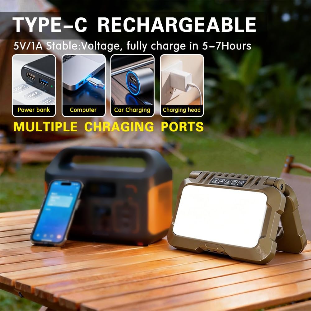 Collapsible Portable Ultra Bright LED Camping Lantern 1500 Lumens USB-C Rechargeable Tent Light 5 Modes 3 Light Sources for Power Outages Camping Hiking Emergency Work Lights