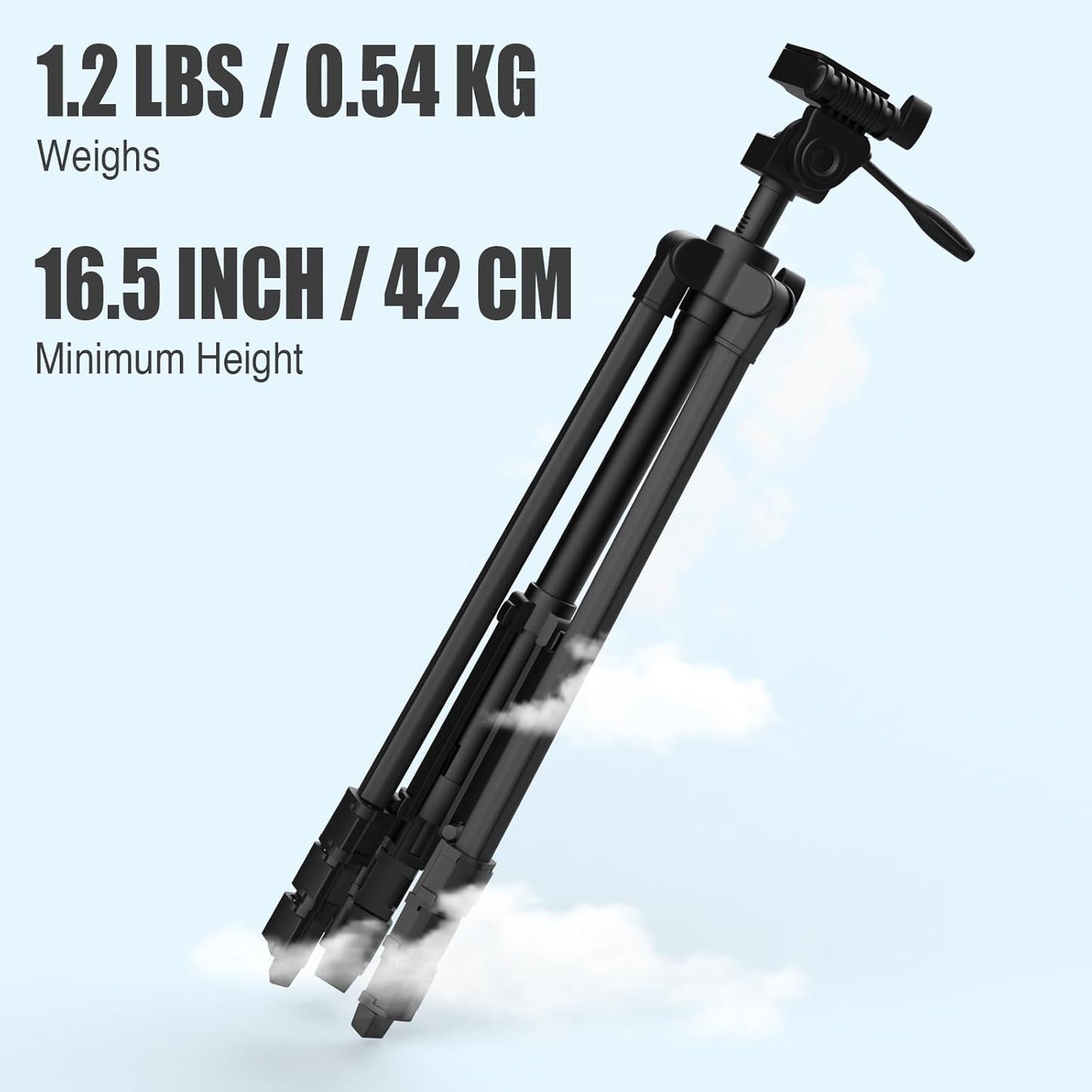 55" Aluminum Tripod for Laser Level, Bubble Level, 1/4" QR Plate, Compact | 18"-55", 1.2lb, 3D Pan Head. Flip Lock, Rubber Feet, Carry Bag, 1/4"-20 Mount Fits Most Laser Measuring Tools, for Indoor Use