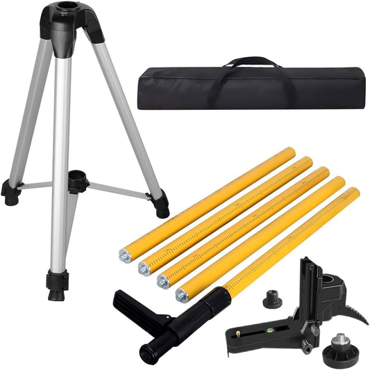 Takamine 12 Ft./3.7m Laser Level Telescoping Pole with Adjustable Tripod | 1/4-Inch by 20-Inch Laser Pole Mount,for Rotary and Line Lasers，Includes 5/8"-11 Adapter Nut