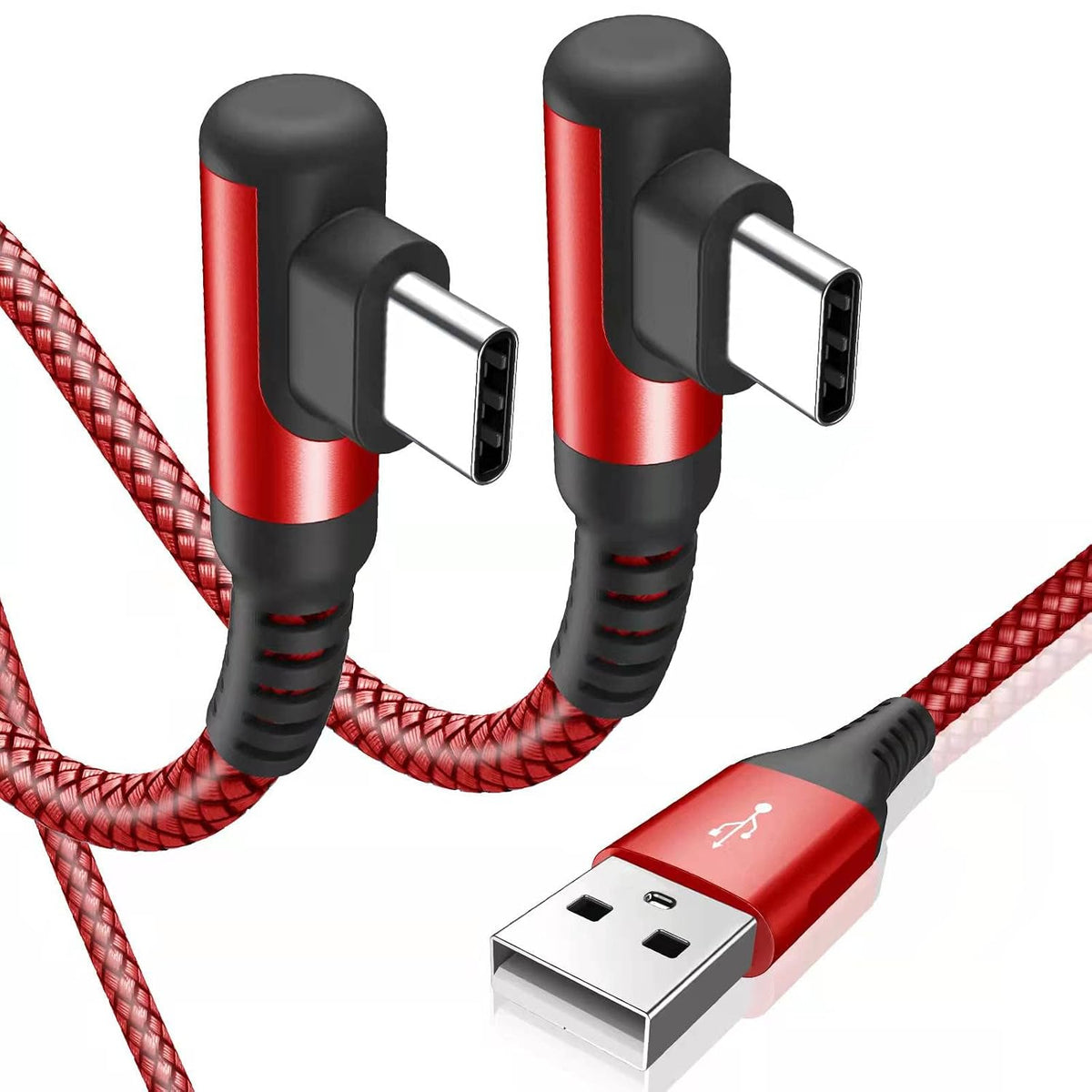 USB to USB C Cable Right Angle 2-Pack 6.6ft 3.1A Fast Charging Carplay Cord
