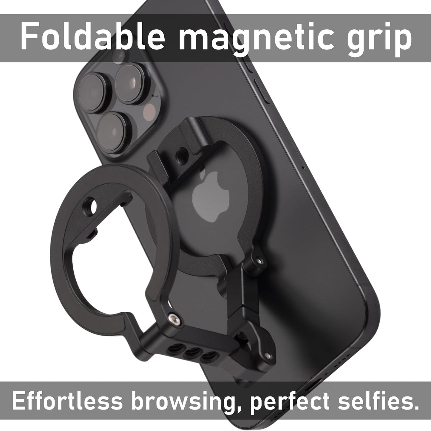 Double Sided Magnetic MagSafe Phone Holder | 360° Adjustable Phone Stand with Cold Shoe & 1/4 Thread Screw, Metal-Attachable Mount for iPhone MagSafe Series, Ideal for Vlog, Selfie & Live Broadcast