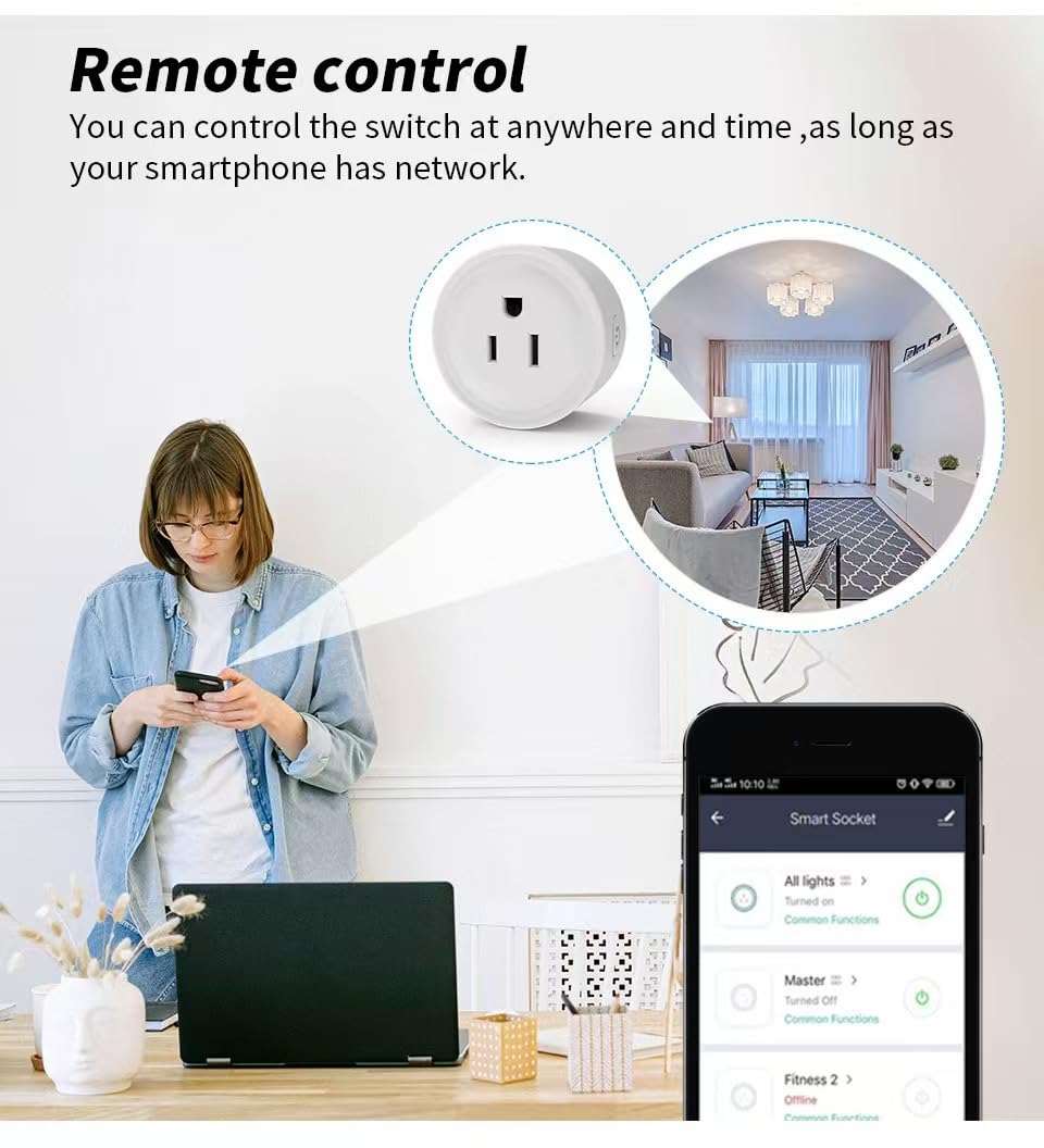 Smart Plug, WiFi Outlet Compatible with Alexa & Google Assistant, Smart Outlet 16A/2200W Max, Smart Home Automation, APP Remote Control, Timer&Schedule, 2.4G Wi-Fi Only, 2 Pack