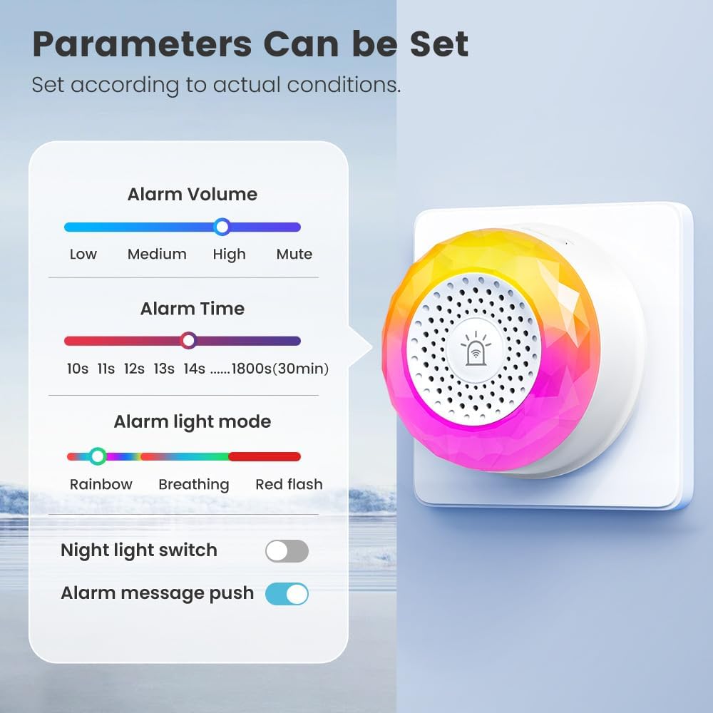 WiFi Smart Siren Alarm with Voice Prompt, Works with Tuya Smart Sensors, 105dB Voice Alert & Strobe Light for Home Security Siren