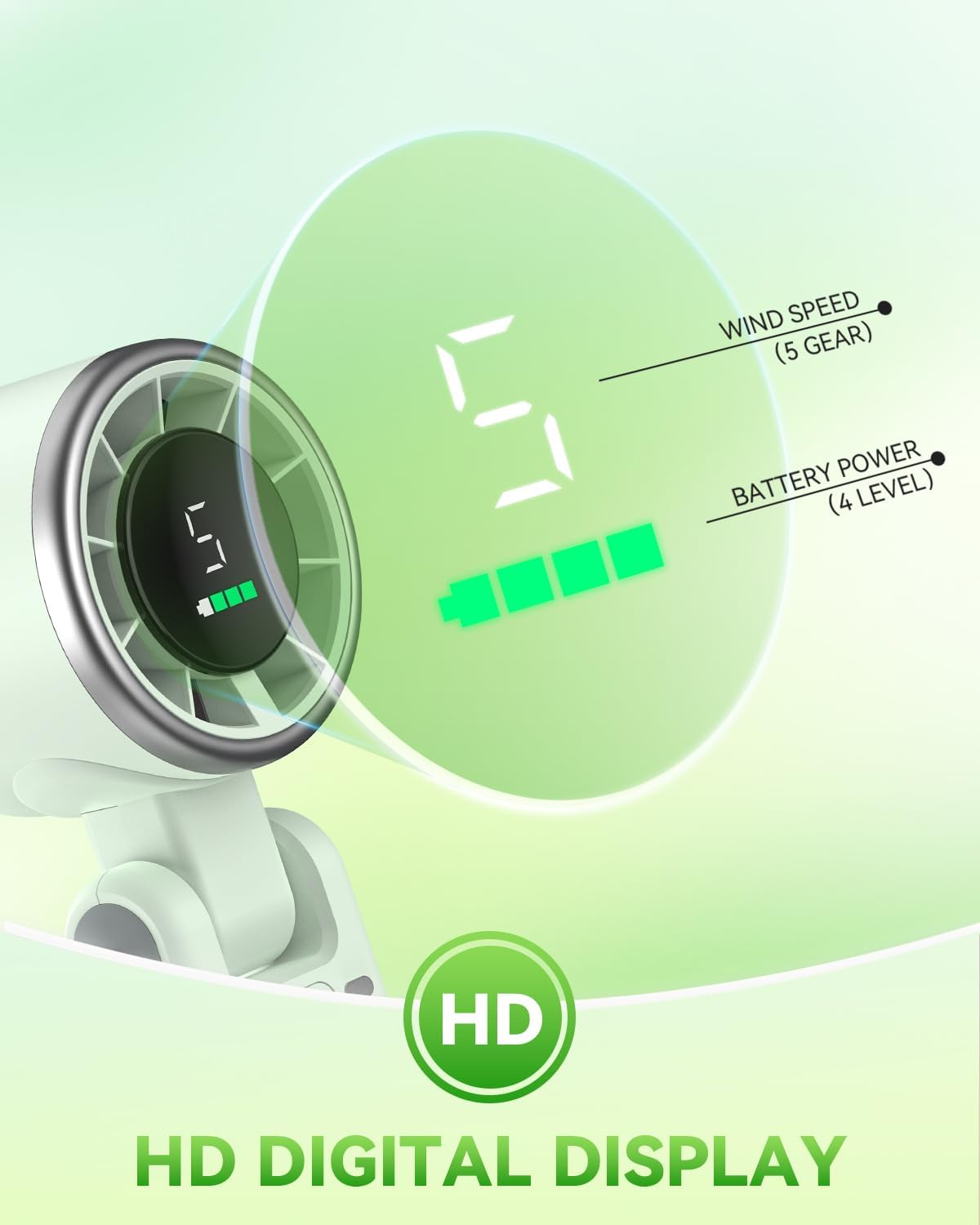 PlayHot Portable Handheld Turbo Fan, Travel Essentials, Gifts for Women/Men | 5-Speed, Up to 12H, 10m/s Airflow, USB-C Rechargeable, LED Display, 3-in-1 Foldable Personal Fan for Cruise, Beach, Vacation