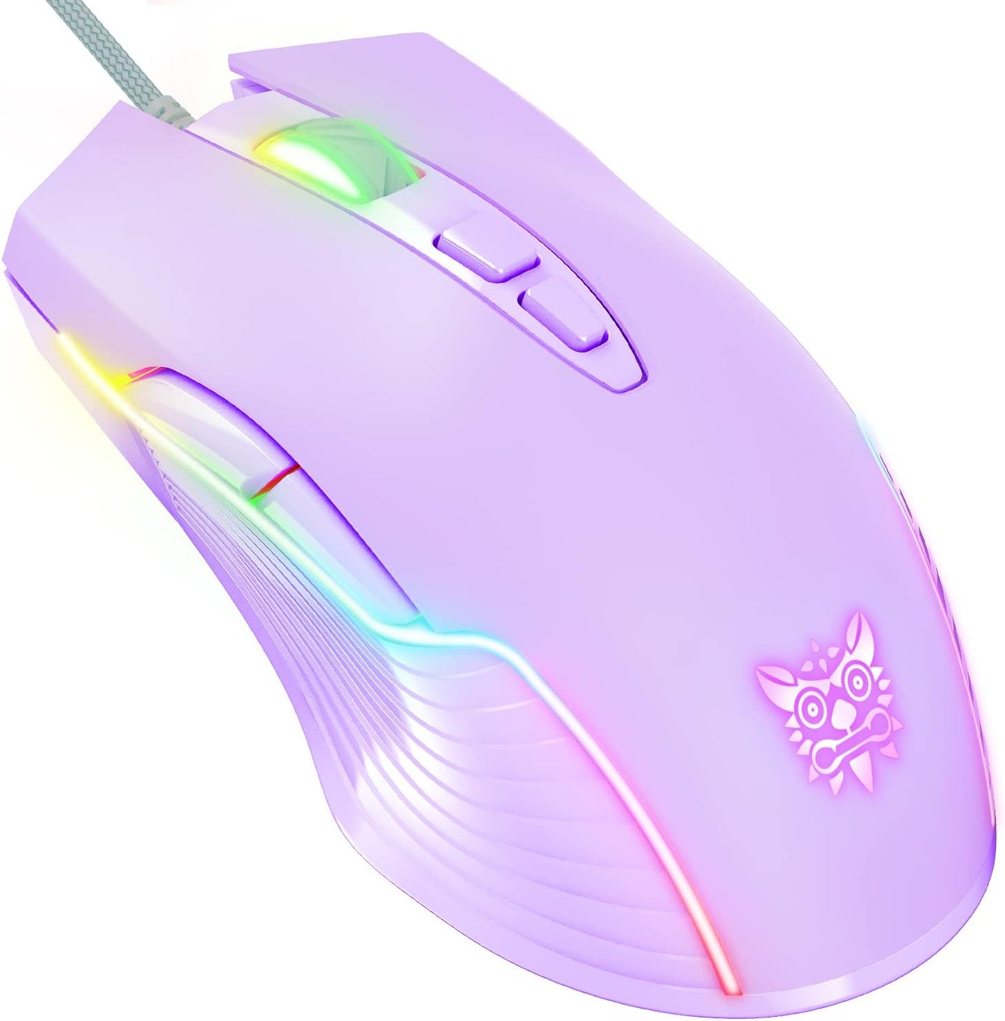 RGB Gaming Mouse Wired, 6400 DPI & 7 Buttons, Pink | USB optical mouse - 6 adjustable DPI levels & 7 programmable buttons, ergonomic design for laptop/Windows PC/Vista/Linux/Mac
