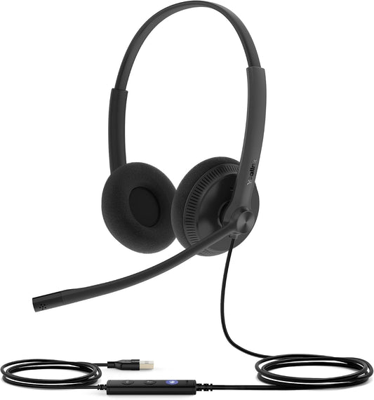 Yealink UH34 Lite USB Wired Headset,Teams Certified, in-Line Controls