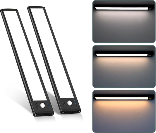 68 LED Motion Sensor Light, Rechargeable Under Cabinet Lighting, Dimmable Wireless Closet Light, 3 Color Temperatures Magnetic LED Night Light for Kitchen Cabinet Closet Drawers(2 Pack,10 inch)