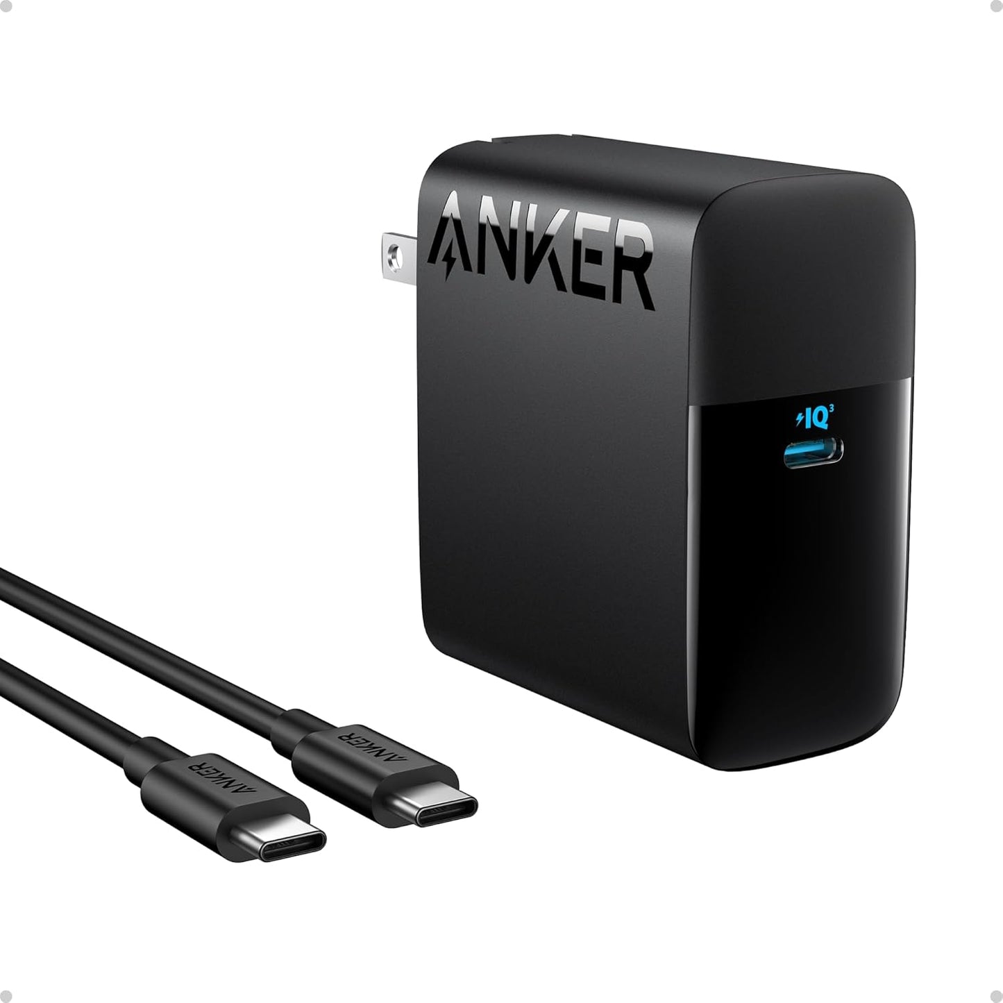 Anker Laptop Charger, Compact Foldable 100W USB C Charger with 5FT Cable | High-Speed for MacBook Pro/Air, Samsung Galaxy, iPhone 17/16, iPad Pro, and More