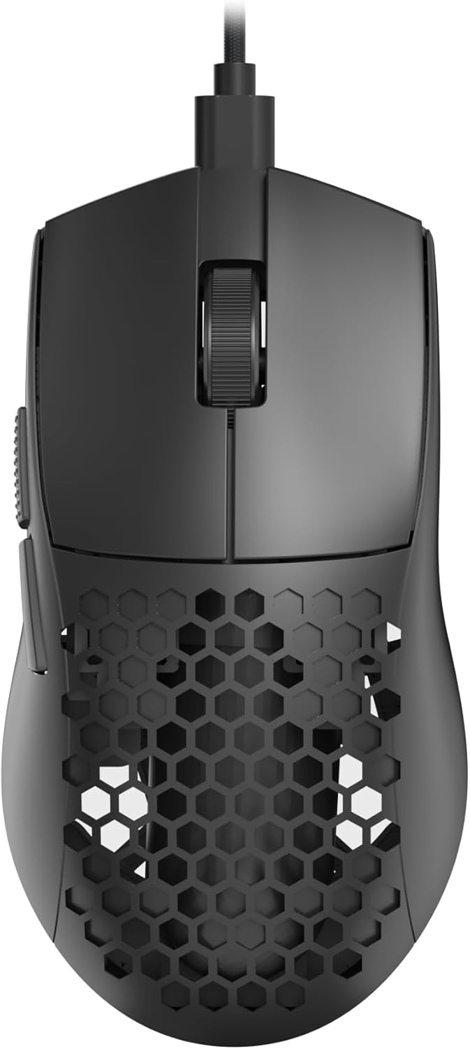 Redragon M617 Ultralight Honeycomb Shell Wired Gaming Mouse, 41g, 10,000 DPI, 6 Programmable Buttons, Drag-Free Paracord, Type-C Gamer Mouse with 2 Side Buttons for PC/Mac/Laptop, Black