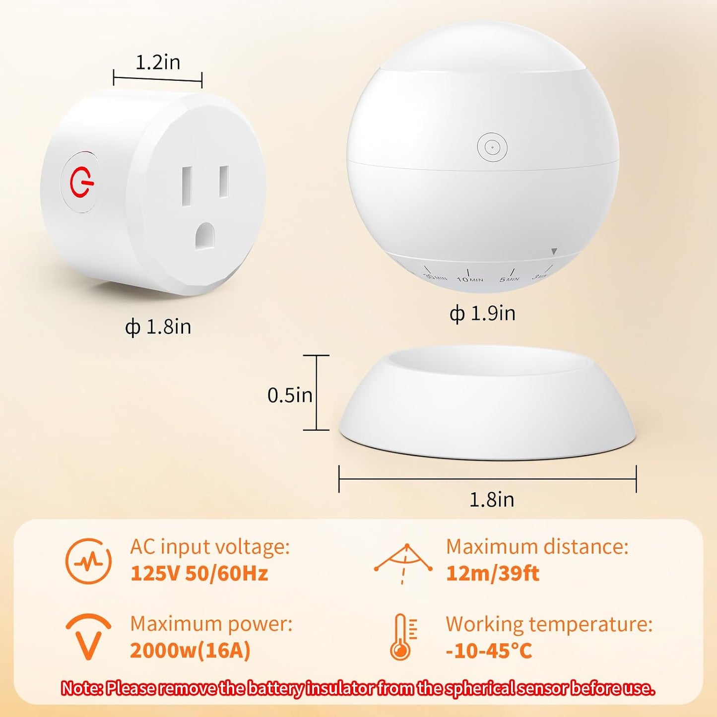 Wireless Motion Sensor Light Switch with Built-in Timer Settings, PIR Motion Sensor Plug Outlet with 3 Adjustable Ranges, Auto On/Off, Ideal for Garage &amp; Storage Room, Compatible with All Light Bulbs