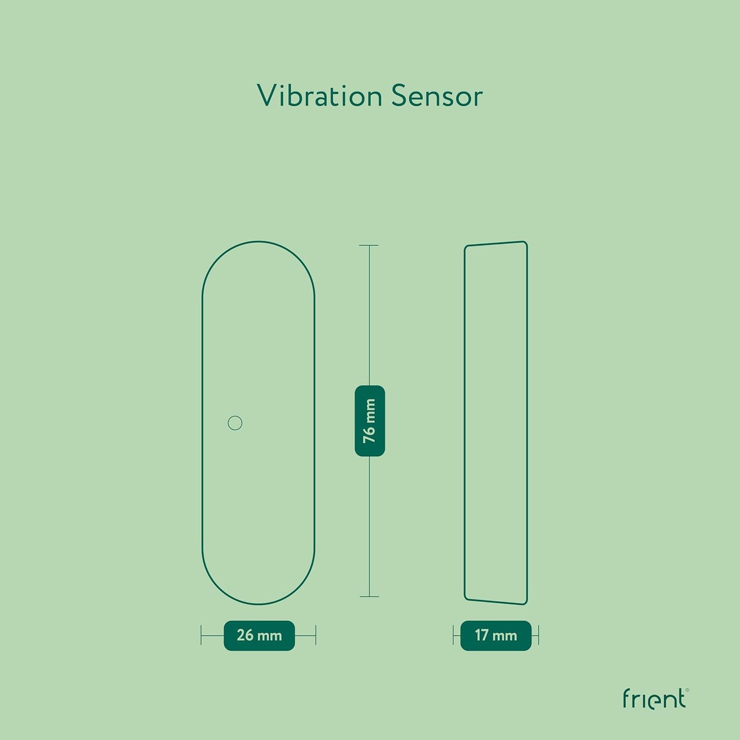 Frient Vibration Sensor | Vibration Detection | Tilt Sensor | 15 Preset Sensitivity Levels | Temperature Sensor | Zigbee | Compatible with Homey and SmartThings