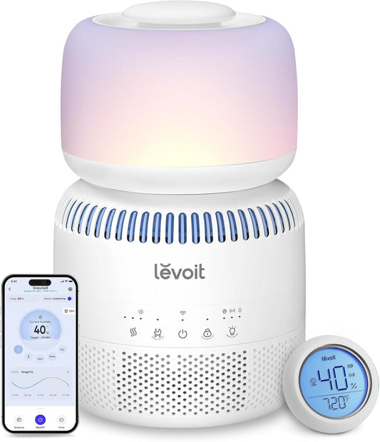Levoit Evaporative Humidifiers for Bedroom Baby, Dual Air and Water Filters | Separate Sensor, Blue Light Free for Nursery Nightlight, Auto Dry, Smart Control & Alexa, Auto Mode, 3.8L Tank for 36H