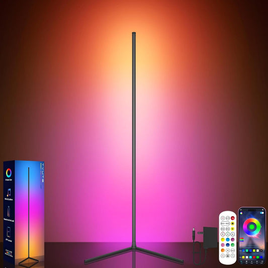 Tyute LED Corner Floor Lamp, 68+ Scenes, 16 Million Colors Corner Light with App & Remote Control, Smart RGB Ambient Lighting with Music Sync, Mood Lighting for Bedroom, Living Room, Gaming Room