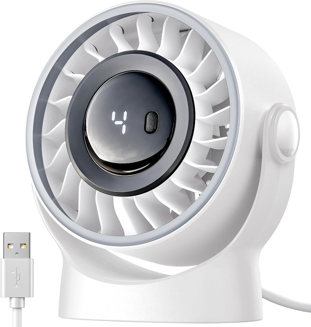SWEETFULL USB Small Desk Fan - 5 Inch Mini Personal Desktop Fan, 4 Speeds Cooling Strong Airflow, 360° Adjustable Tilt, Quiet Portable Table Fans for Bedroom, Home, Office, Travel & Cruise, Black