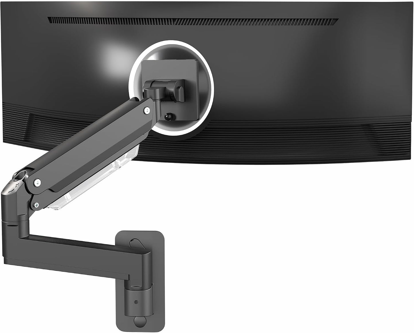 VIVO Premium Aluminum Heavy Duty Monitor Arm for Ultrawide Screens up to 49 inches and 44 lbs, Single Wall Mount, Pneumatic Height, Max VESA 100x100, Black, MOUNT-V101G1