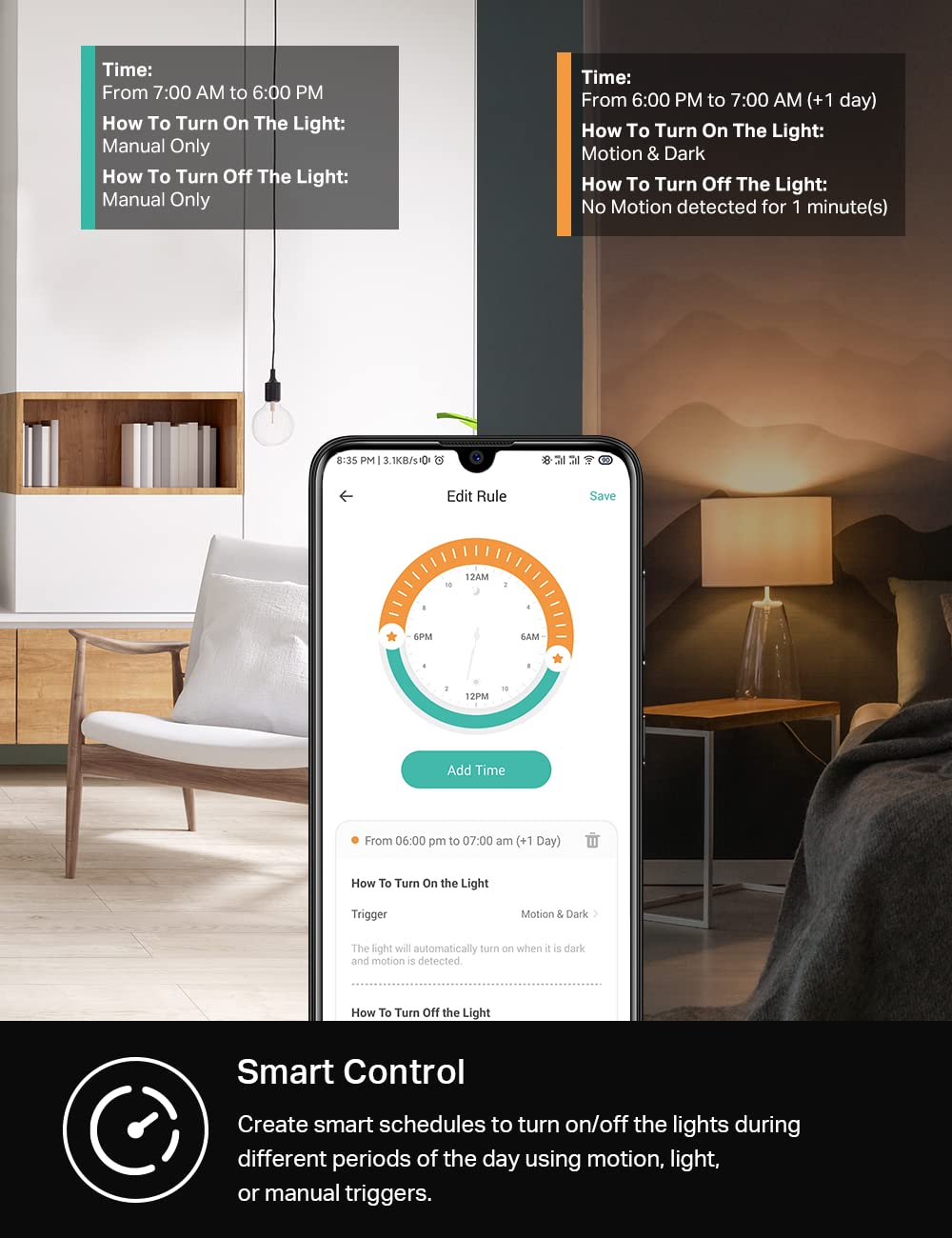 Kasa Smart Wi-Fi Motion Sensor Switch KS200M, Single Pole