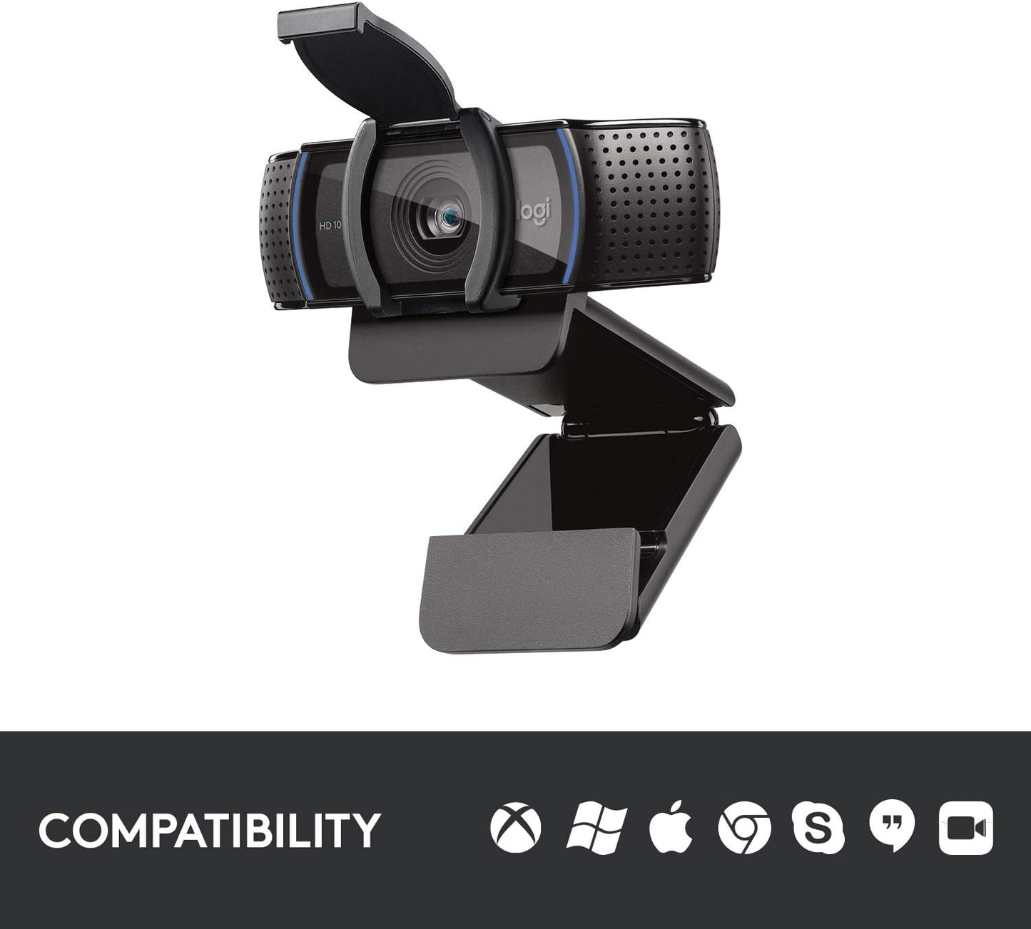 Logitech C920S HD Pro Webcam Full 1080p/30fps Video Calling Clear Stereo | 30fps video calling, clear stereo audio, light correction, works with Skype, Zoom, FaceTime, Hangouts, PC, Mac, laptop