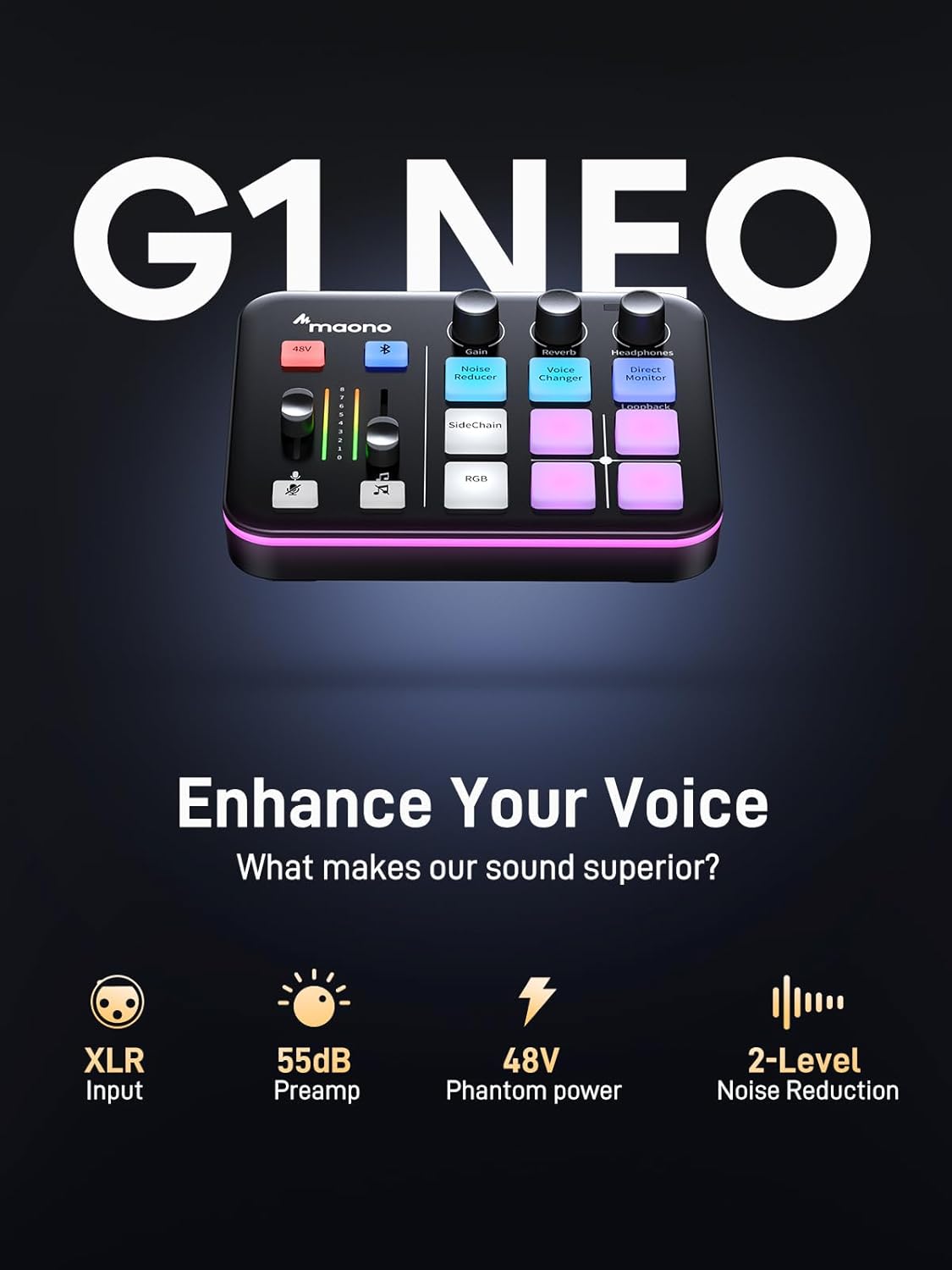 MAONO G1 NEO & PD200XS Gaming Bundle: Audio Mixer and XLR Dynamic Mic | noise reduction, live podcast sessions, recording, creator desk setup, fun controls, complete starter streaming workflow