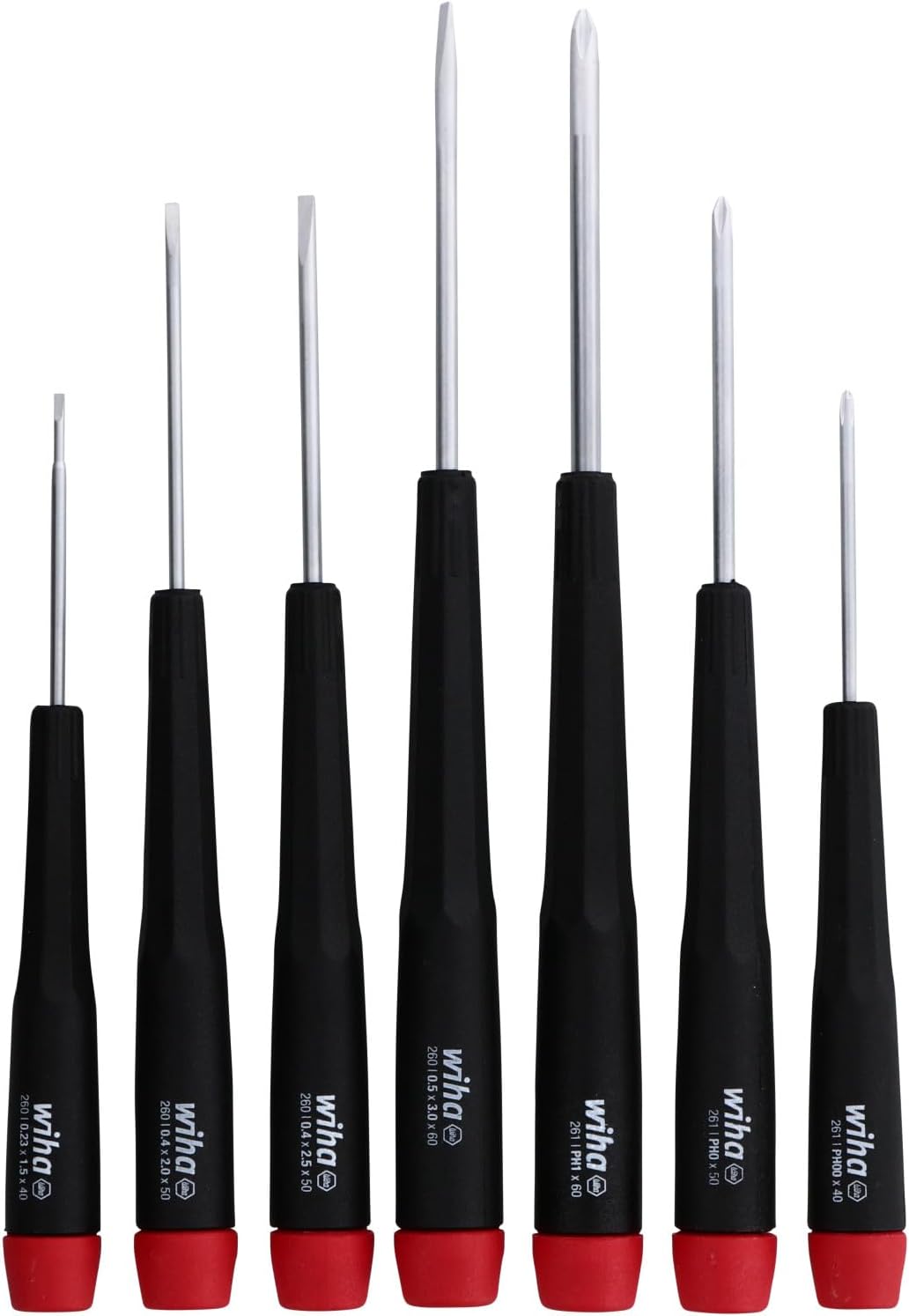 Wiha 26197 Precision Screwdriver Set, 7-Piece Mini Slotted & Phillips, PicoFinish Handles with Rotating Caps, Small Screwdrivers for Electronics & Fine Work | PicoFinish Handles with Rotating Caps, Small Screwdrivers for Electronics and Fine Work