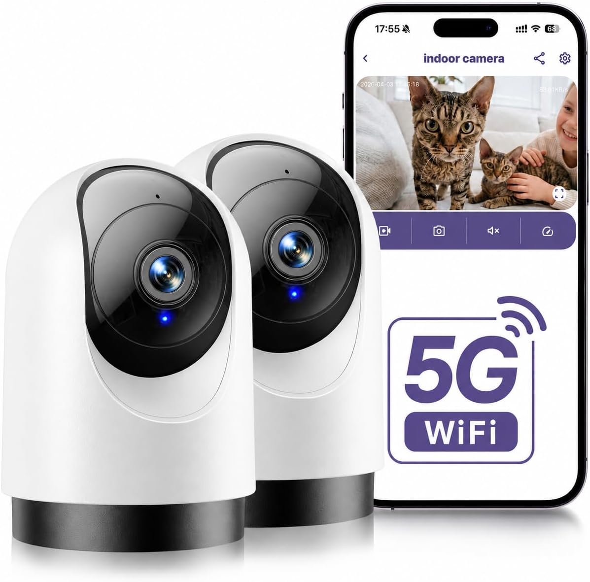YOTON 2K Indoor Camera, 5G/2.4G WiFi Cameras for Home Security/Pet Cam/Baby