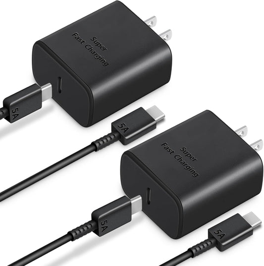 AISNI 2 Pack 45W Type C Charger Fast Charging with 6 FT Type C Cable | USB C Charger Block for Galaxy S26/S25/24/S23 Ultra