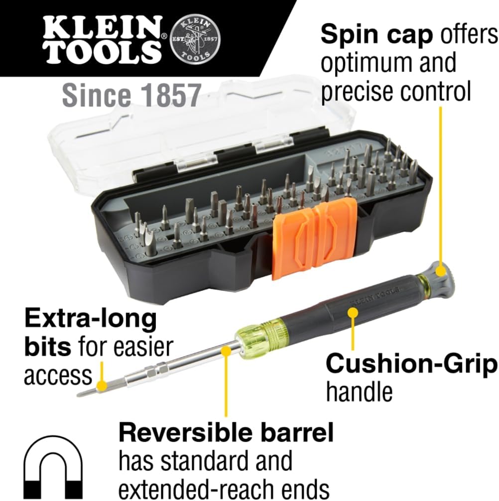 Klein Tools 32717 Precision Screwdriver Set with Case, All-in-One Multi-Function Repair Tool Set, 39 Bits Including Tamperproof Bits for Apple Products