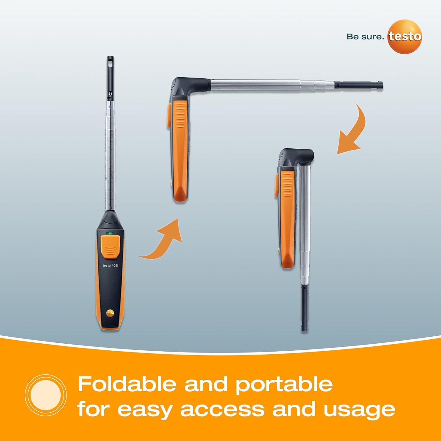 testo 405i Anemometer Handheld for Air Celocity, In-Duct Airflow and Temperature – CFM Meter with Extendable up to 15" Telescopic Shaft - Wind Meter with Bluetooth and App Operation