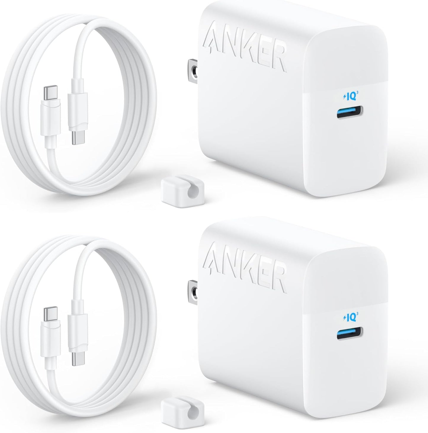Anker 45W USB C Charger Block, 2-Pack Type C Charger Fast Charging | Phone Charger Includes 5ft USB-C Cable,For iPhone 17/16 Series,iPad, Galaxy S24 Ultra and More