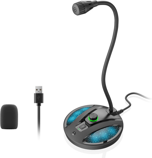 Plug & Play USB Microphone for PC, Desktop Condenser Mic | cardioid mic with noise reduction. Mute button. For podcasting, streaming, gaming. Works with Windows, Mac.