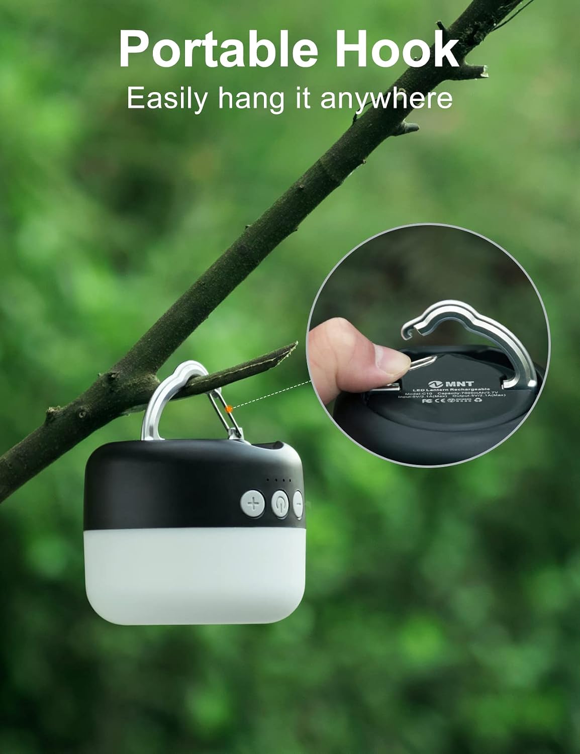 ZMNT LED Camping Lantern Rechargeable 1000LM, Up to 300H Running Time Camping Tent Light, 6700mAh Emergency Hanging Light for Hurricane, Power Outages, Home, Hiking, Water-Resistant, Black