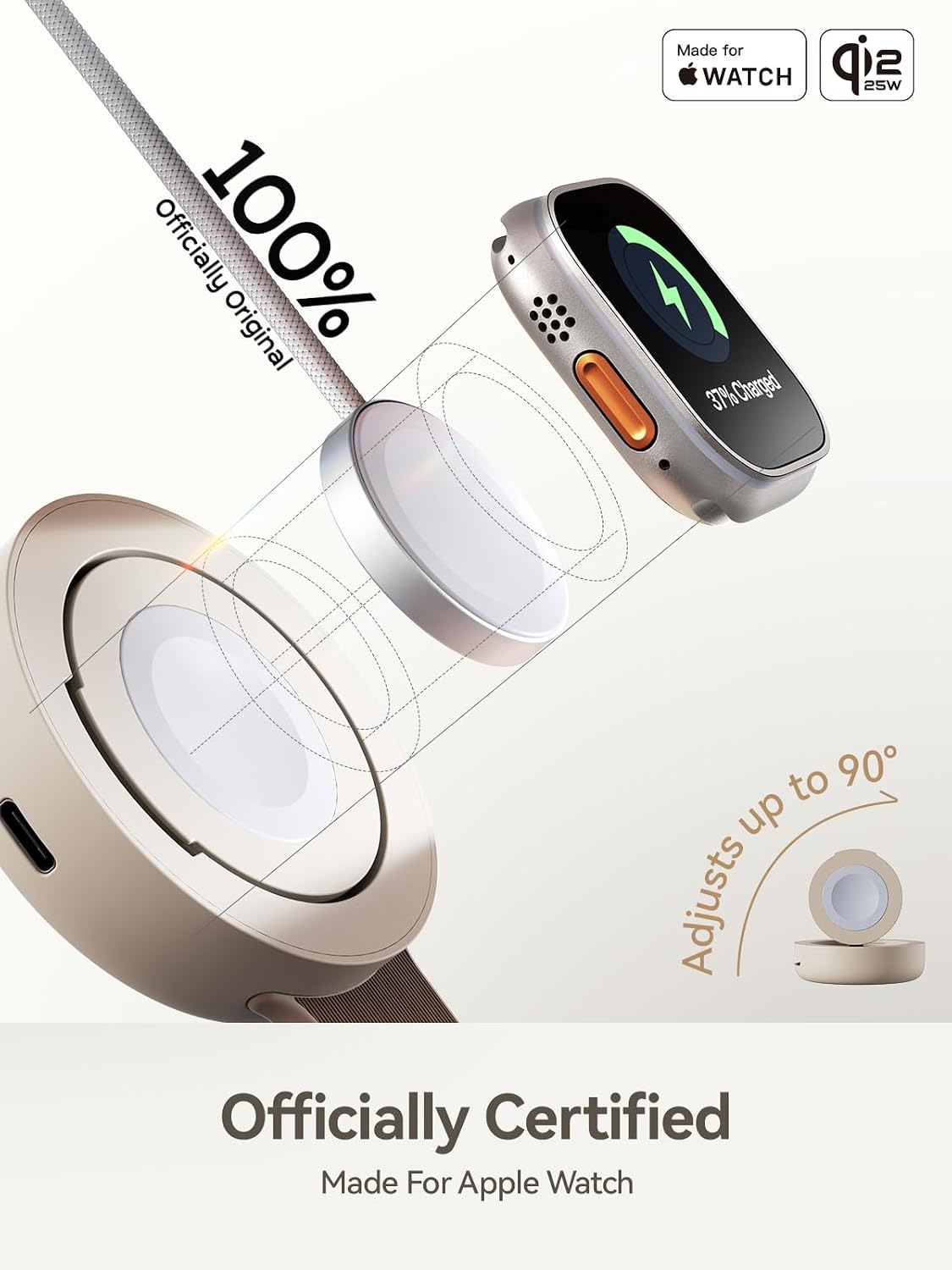 3-in-1 Travel Charging Station for Apple,Qi2 25W Wireless Charger | Foldable Design with Retractable USB-C Cable, for iPhone 17-12, Apple Watch, AirPods, iPad and Kindle, 65W Adapter Included