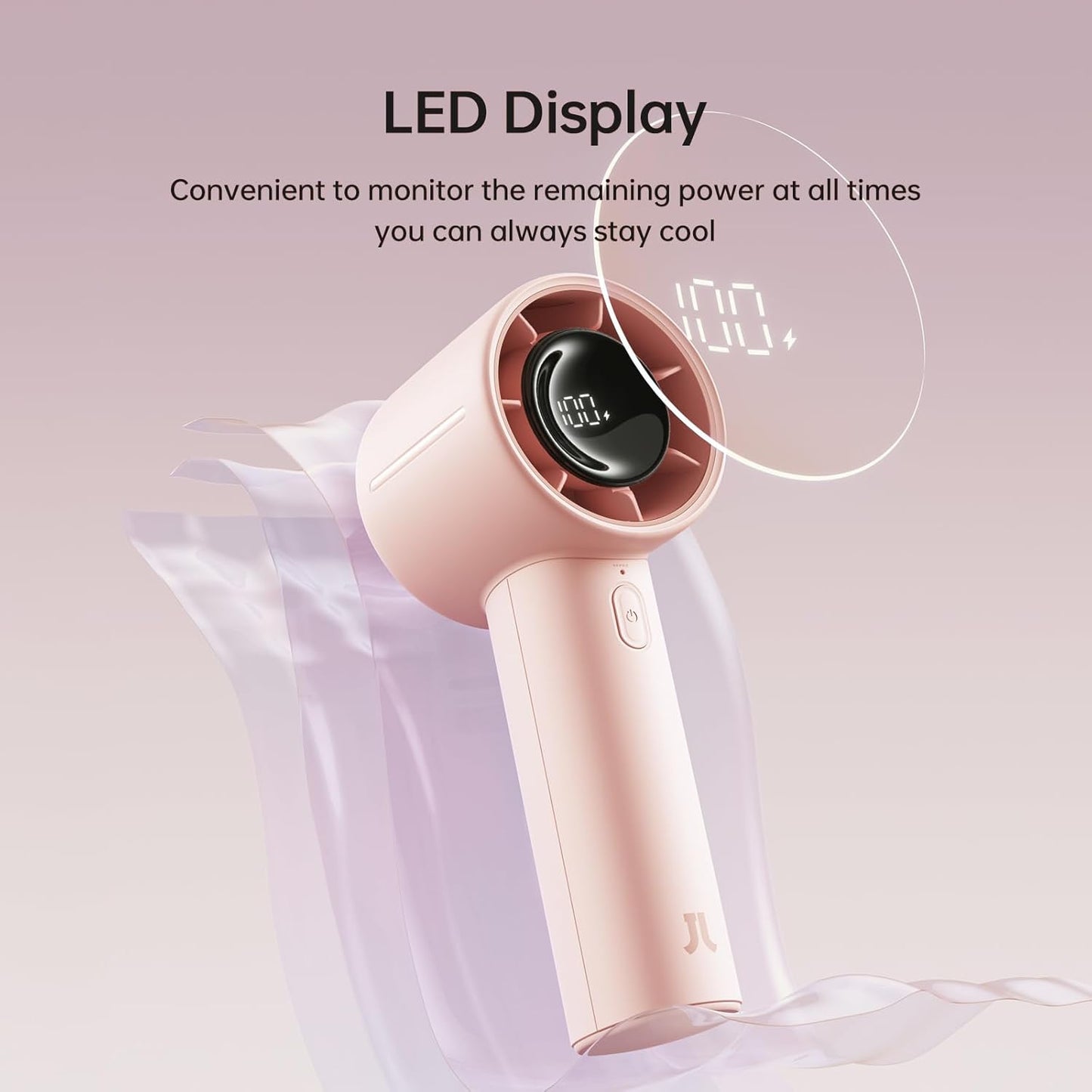 JISULIFE Handheld Turbo Fan Life10S, 28H Max Runtime, 5-Speed - Pink | Travel Essential for Outdoor, Camping, Beach & Makeup, 5000mAh Battery, Powerful Airflow, Ultra-Quiet, Gift for Women & Men
