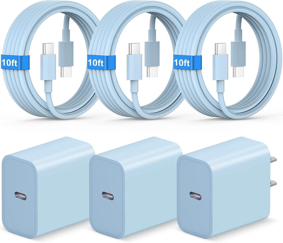 iPhone Duo 18 17 16 15 Charger Fast Charging USB C Charger Block, Blue