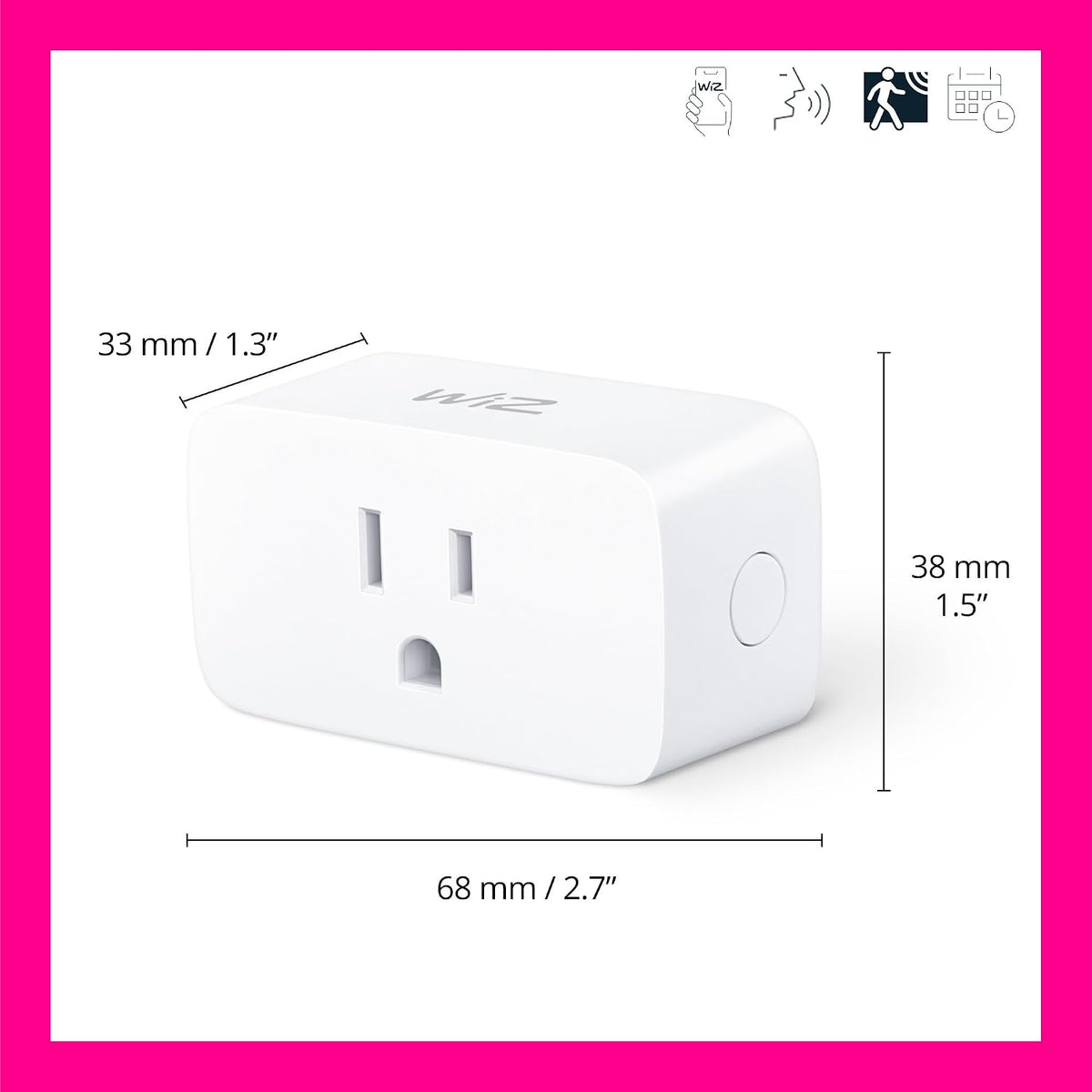 WiZ Smart Plug, Sunset to Sunrise Automation, Motion Detection, Control with Voice or App, Indoor Smart Plug Compatible with Alexa, Google Home and HomeKit, 1 Pack