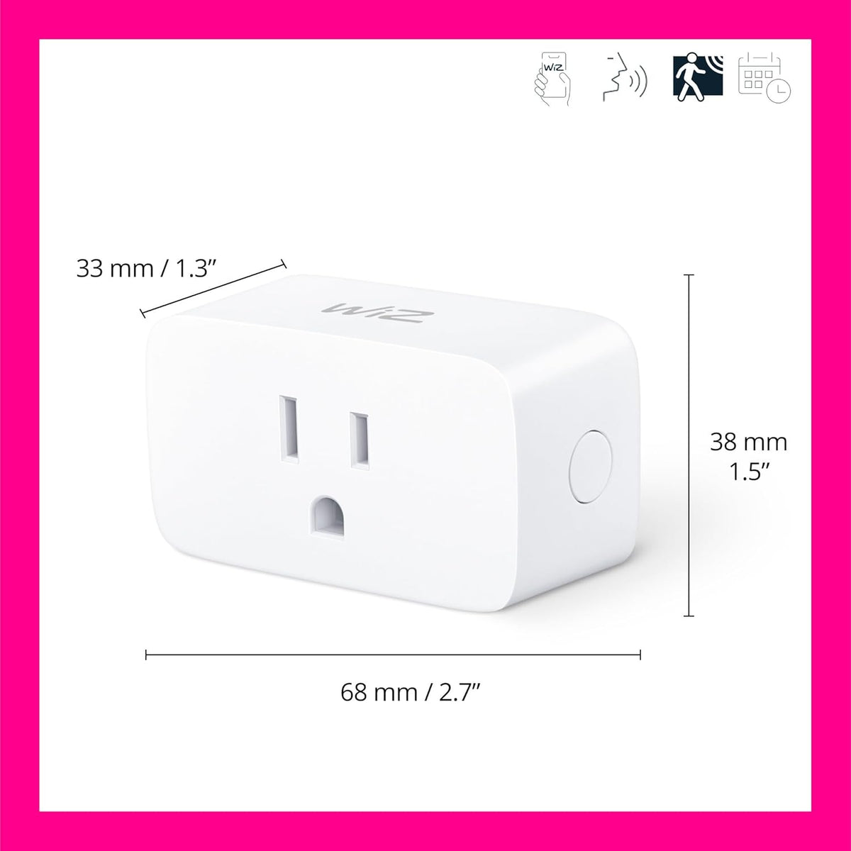 WiZ Smart Plug- Sunset to Sunrise Automation + Motion Detection + Control with Voice or App, Compatible with Alexa, Google Home, and HomeKit - WiFi Wall Outlet - 3 Pack