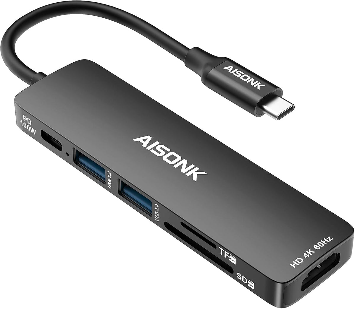 USB C Hub, 4K@60Hz C to HDTV Multiport Hub Adapter, 100W PD, 10Gb/s USB 3.2