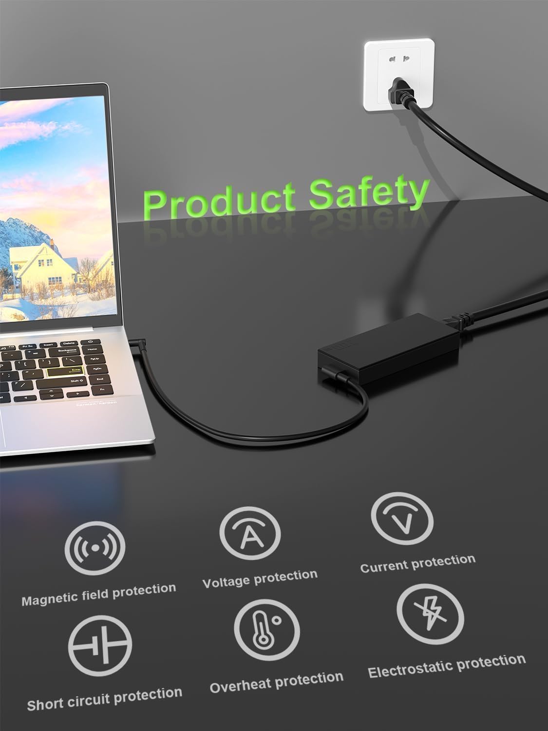 Slim 65W USB-C Charger Compatible with HP Elitebook, Spectre, Envy, ProBook, Pavilion, Fortis, OmniBook,ZBook Firefly, Elite x2, Chromebook X360 Laptop Travel Fast Charging Adapter
