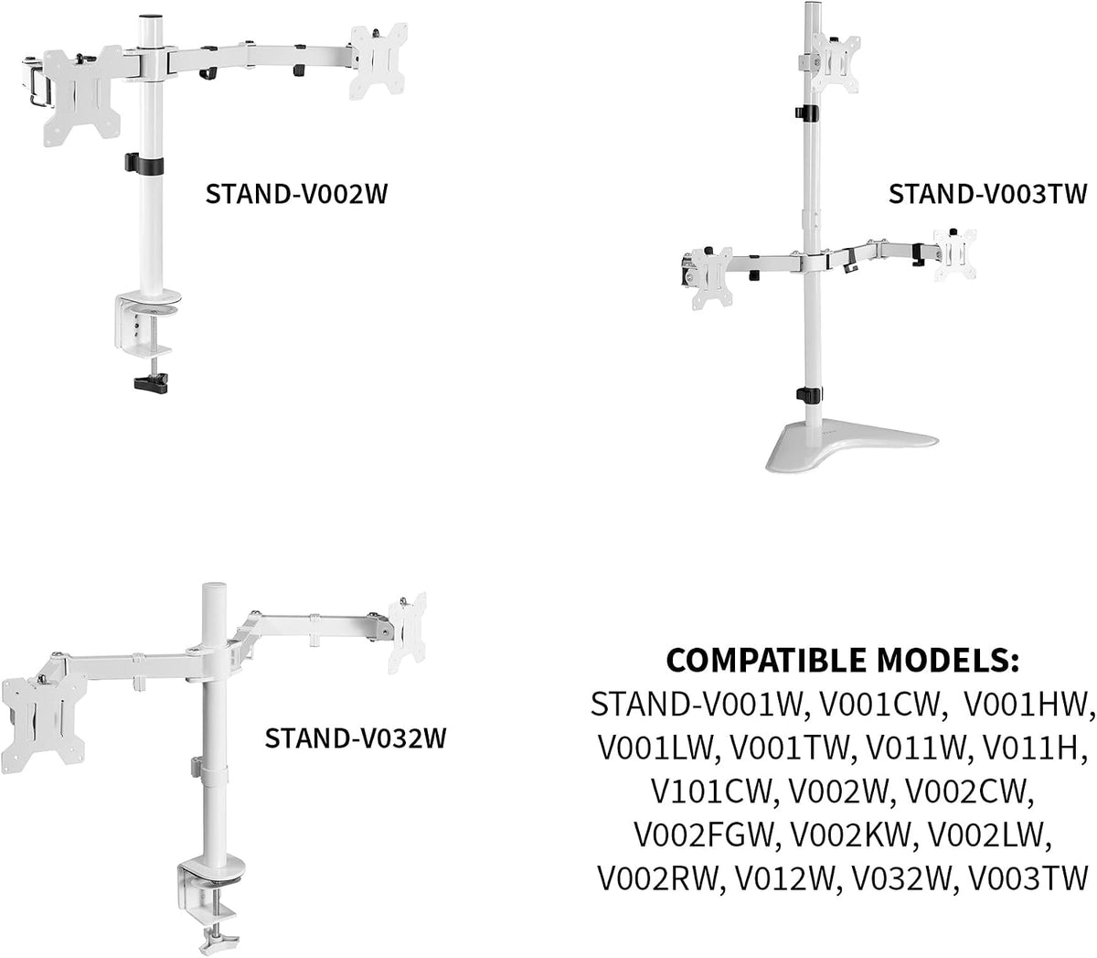 VIVO White Fully Adjustable Dual Monitor Arm for Desk Mount Stand, Double Monitor Arm for 2 Screens up to 27 inches, PT-SD-AM02AW