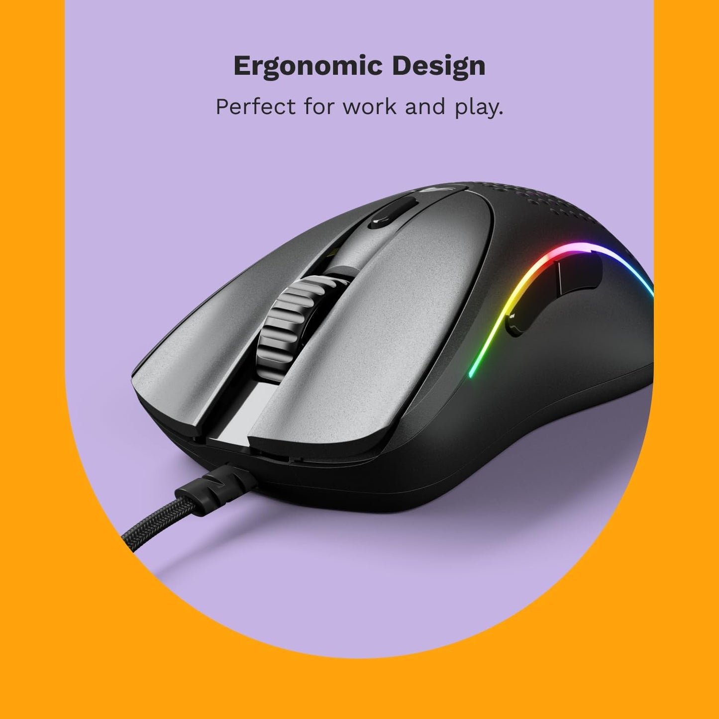 Glorious Gaming - Superlight Wired PC Gaming Mouse with Honeycomb Shell, 6 Programmable Buttons, RGB Lighting & PTFE Skates - Model D 2, Matte Black