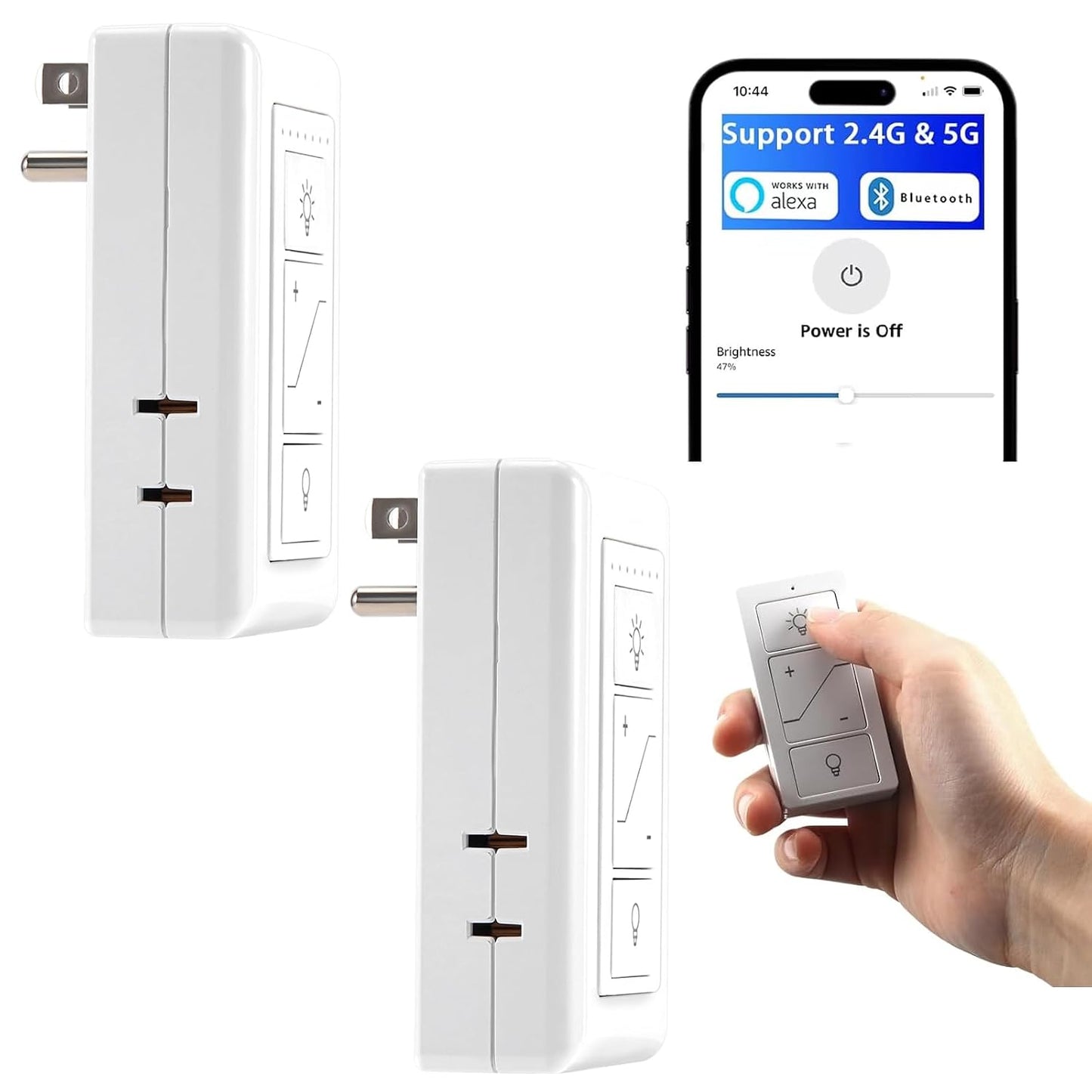 Smart Plug-in Dimmer, Wireless Dimmer Plug with Remote for Indoor Home Lighting, Digital Light Switch for Lamp Compatible with Alexa, for Dimmable LED/CFL Lights and Incandescent/Halogen