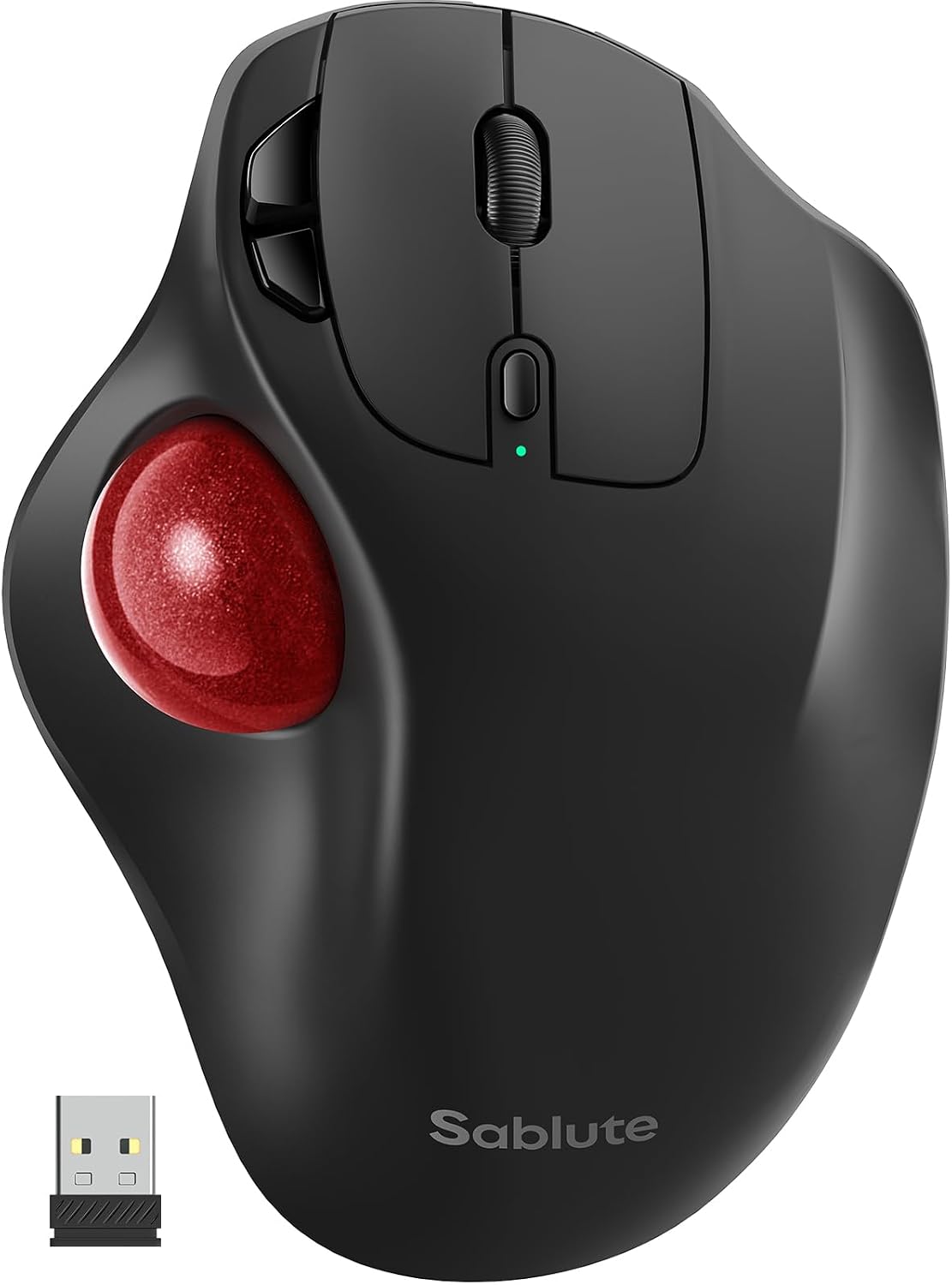 Wireless Trackball Mouse, Rechargeable Thumb Control 3 Devices - Red Ball | SABLUTE MAM2 Ergonomic Mouse (Bluetooth and USB ), 5-Level DPI, Silent Click, Compatible PC Laptop Mac iPad, Easy Clean
