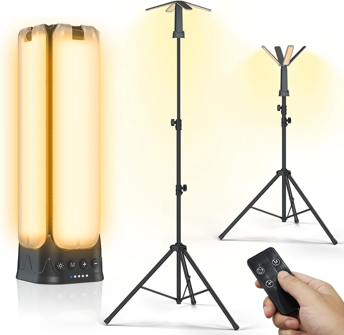 Clemas Camping Lights with Remote & Stand 8.2 Ft,14000 mAh Rechargeable Camping Lantern Tent Light, 6000 Lumen Magnetic Work Light,Portable Outdoor Light for Hiking,Camping,Emergency,Power Outages