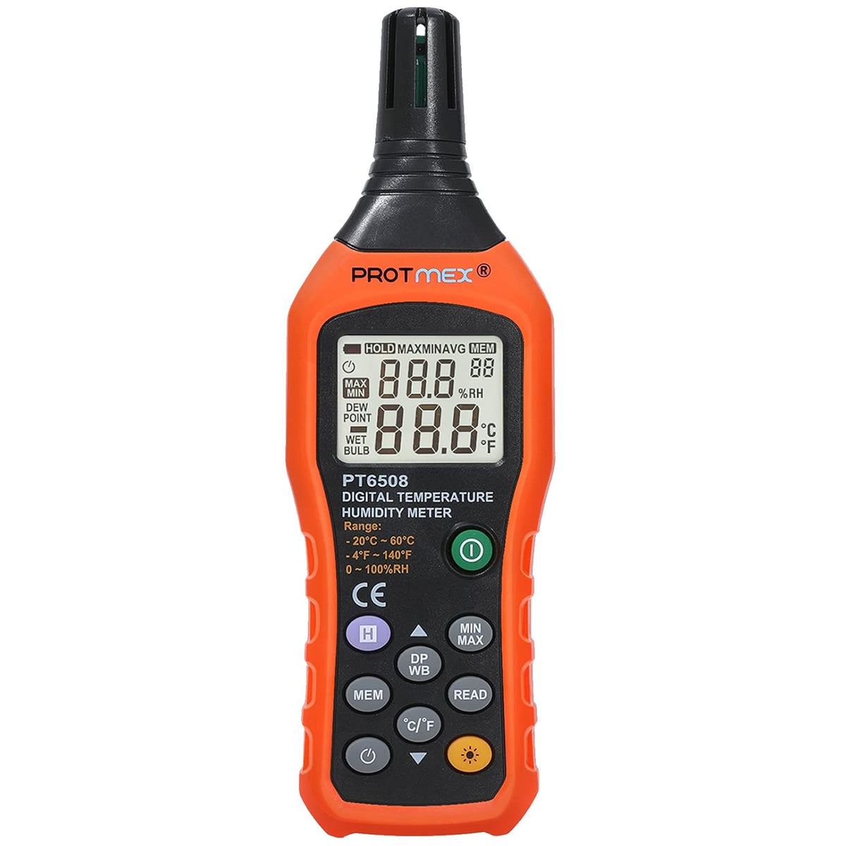 Protmex PT6508 Temperature Humidity Meter - Wet Bulb for Indoor/Outdoor