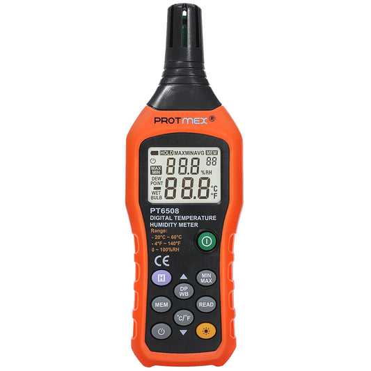 Protmex PT6508 Temperature Humidity Meter - Wet Bulb for Indoor/Outdoor