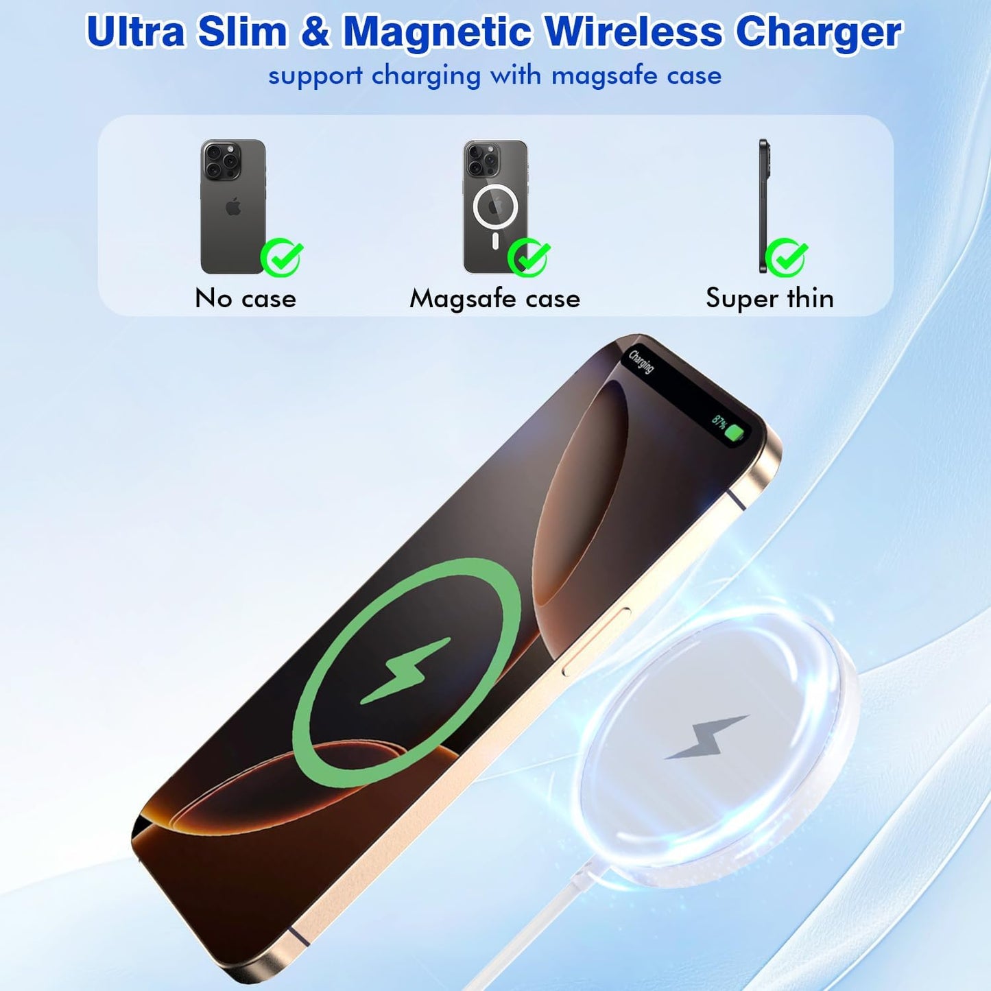 [Apple MFi Certified]Magnetic Wireless Charger Apple Mag Safe Charger,15W 6FT Fast Wireless Charging Pad for AppleiPhone 16 Pro Max/16 Pro/16 Plus/15 Pro Max/14/13/12/AirPods3/2/Pro/Pro2,Charging Pad