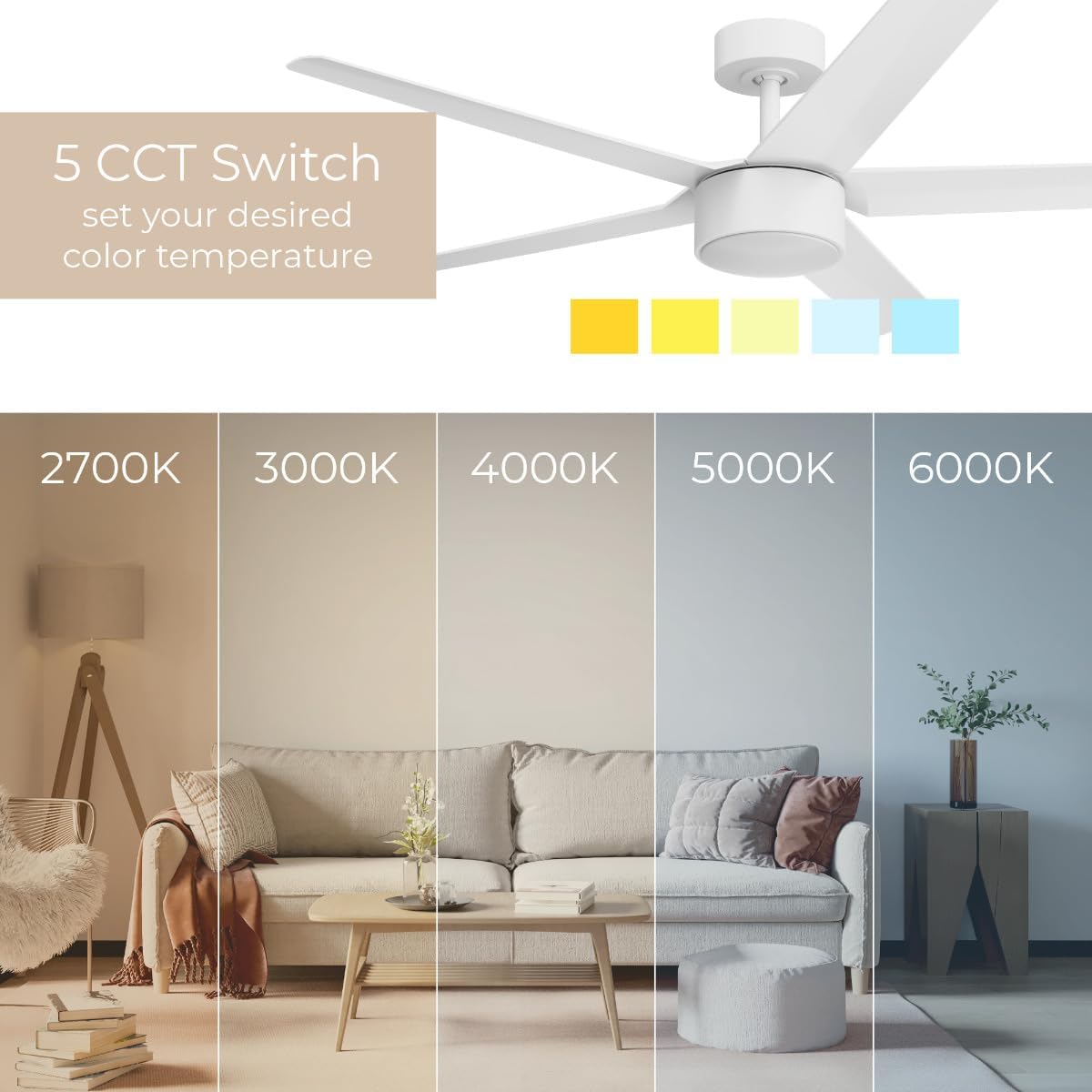 Stratos Indoor or Outdoor 52in 5-Blade Smart Ceiling Fan 2700K-6000K CCT Tunable Range LED Light Kit with Remote Control in Matte Black Works With iOS or Android App