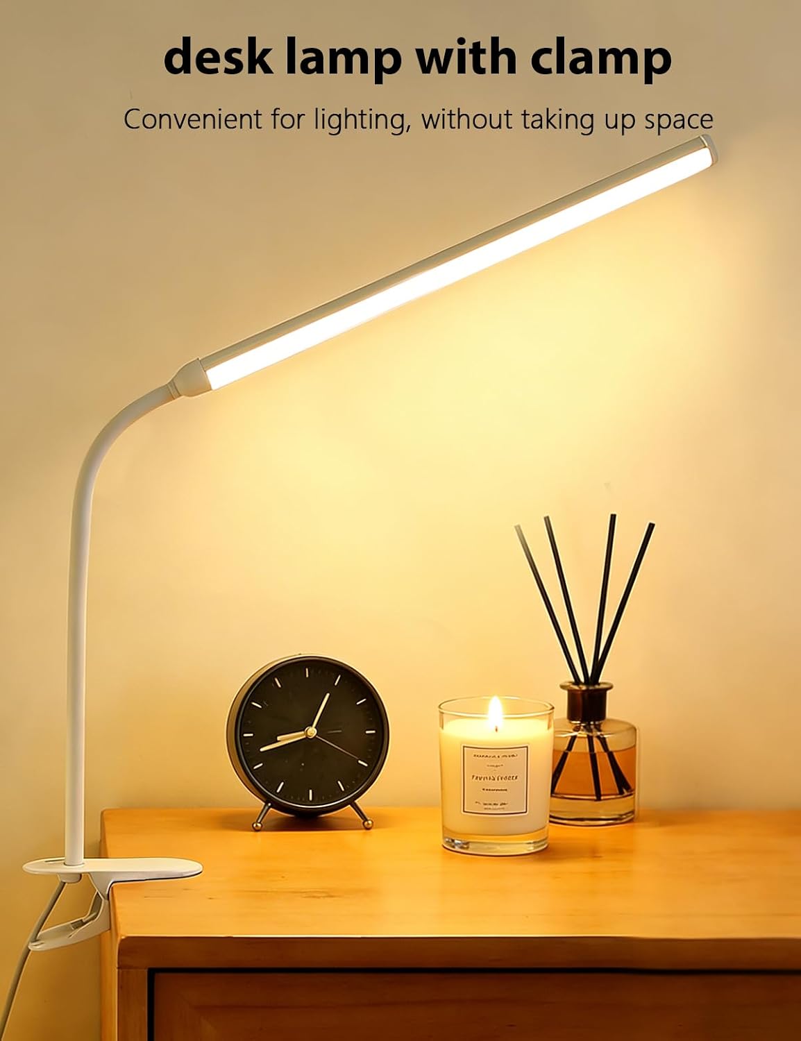2 Pack LED Clip On Reading Light,Desk Lamp with Clamp,Curved Monitor Light Bar,Bedside Table Lamp for Home Office Bedroom Dorm Study Workbench Task Lighting,Eye Caring Computer Screen Lamp
