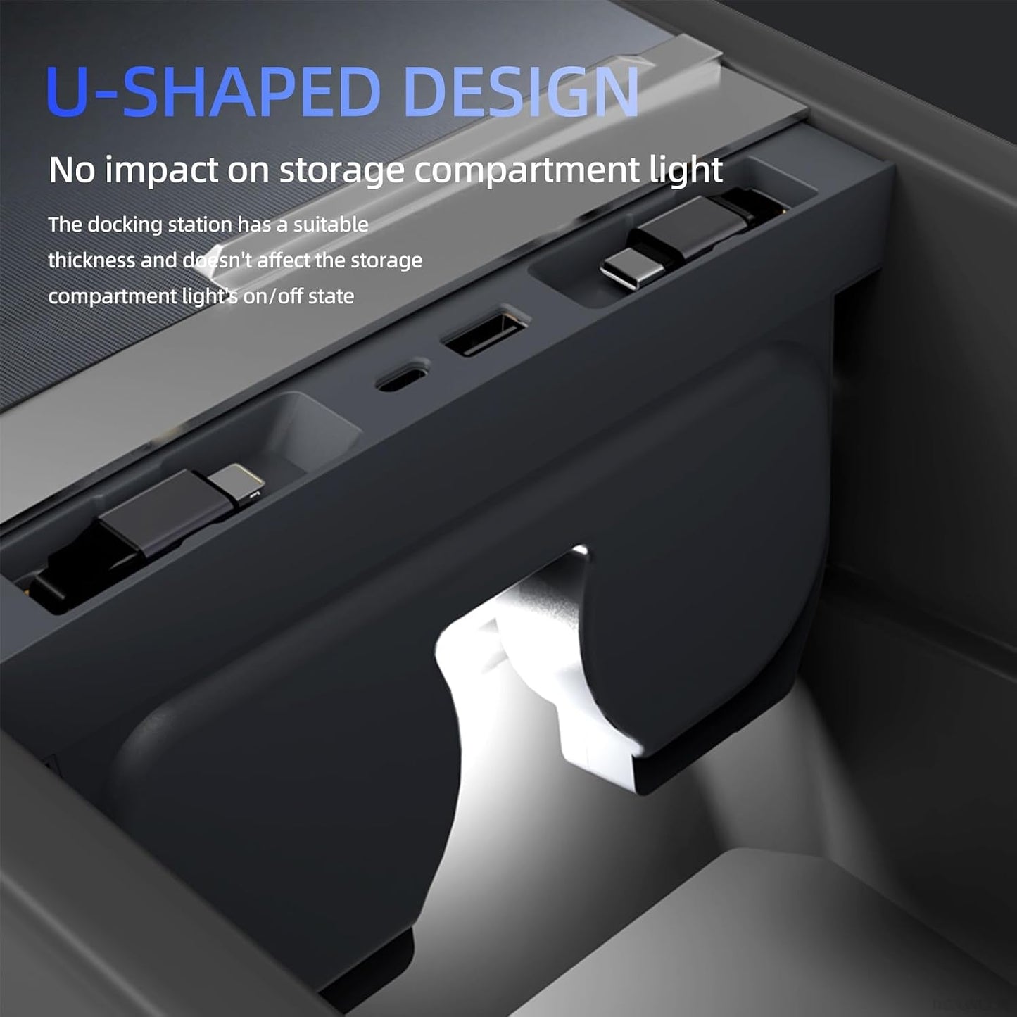 USB Hub for Tesla Model Y Juniper Model 3 Highland Model Y L | Fits 2025-2026 Juniper 2024-2025 Highland Y L, 119W Fast Charging, Dual Retractable Type-C Cables, Sliding Cover Console Dock