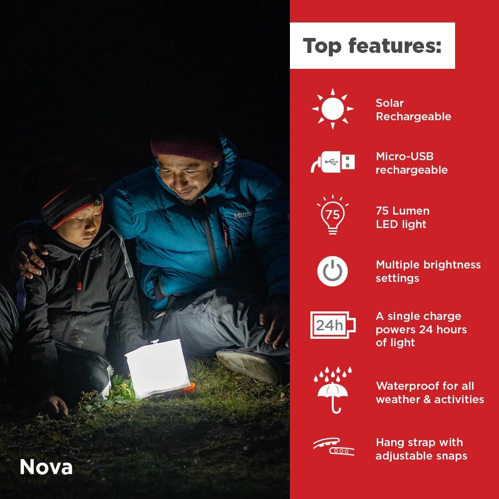 LuminAID Nova Inflatable Solar LED Lantern for Camping, Hiking & Travel | 75 Lumens, Waterproof, Camping, Hiking & Travel, Emergency Light for Power Outages, Hurricane, Survival Kits